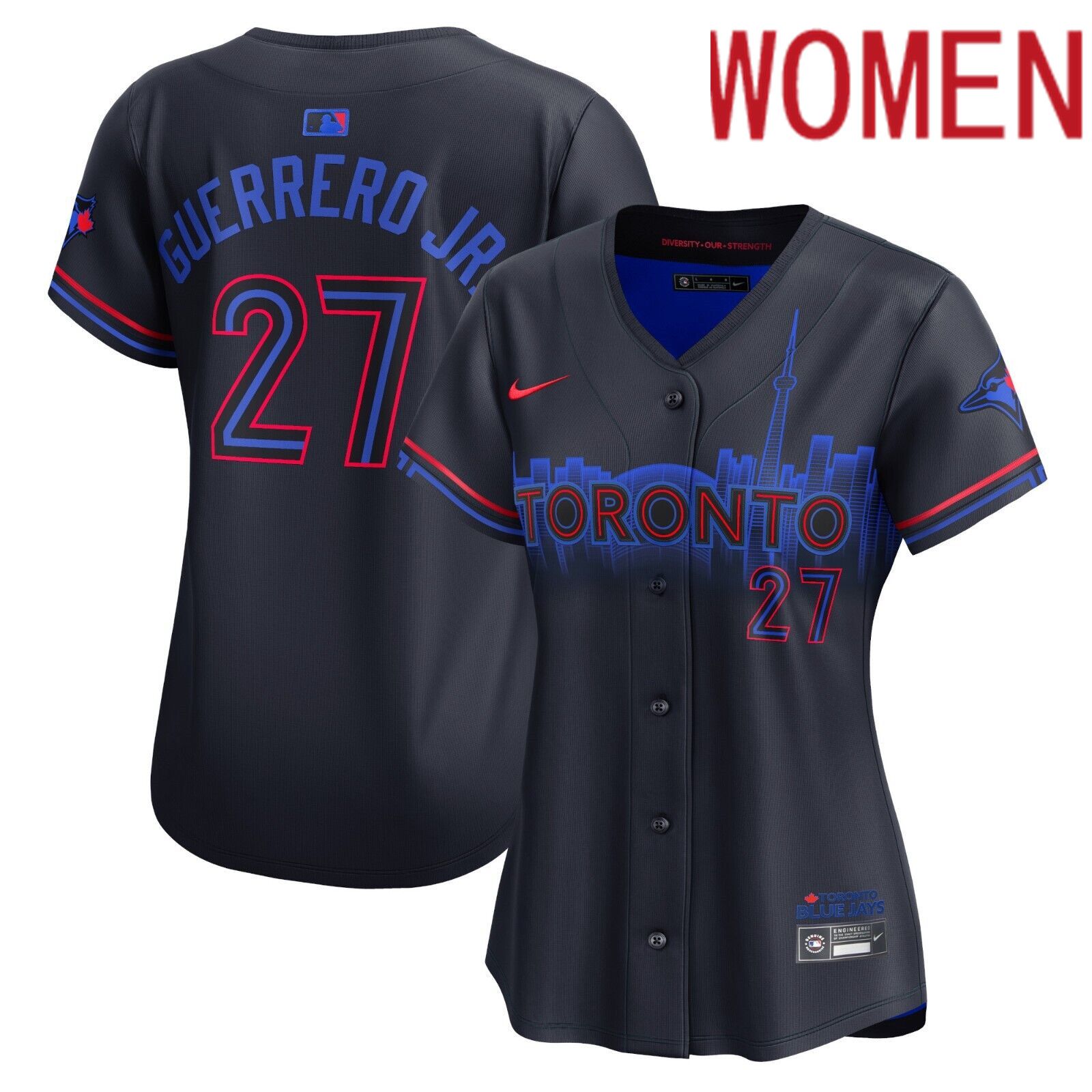 2024 Women Toronto Blue Jays 27 Vladimir Guerrero Jr. City Connect Nike Dri-FIT MLB Limited black Jersey